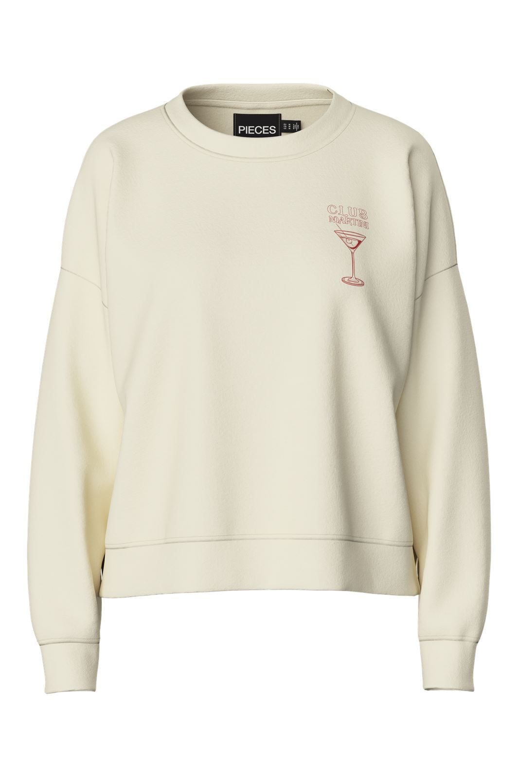 Pieces - Pcchilli Ls Print Sweat Cp - 4702888 White Pepper Club Martini