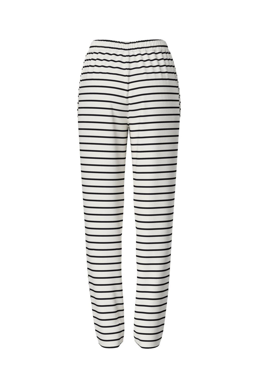 Pieces - Pcchilli Straight Stripe Pants - 4701513 Cloud Dancer Black