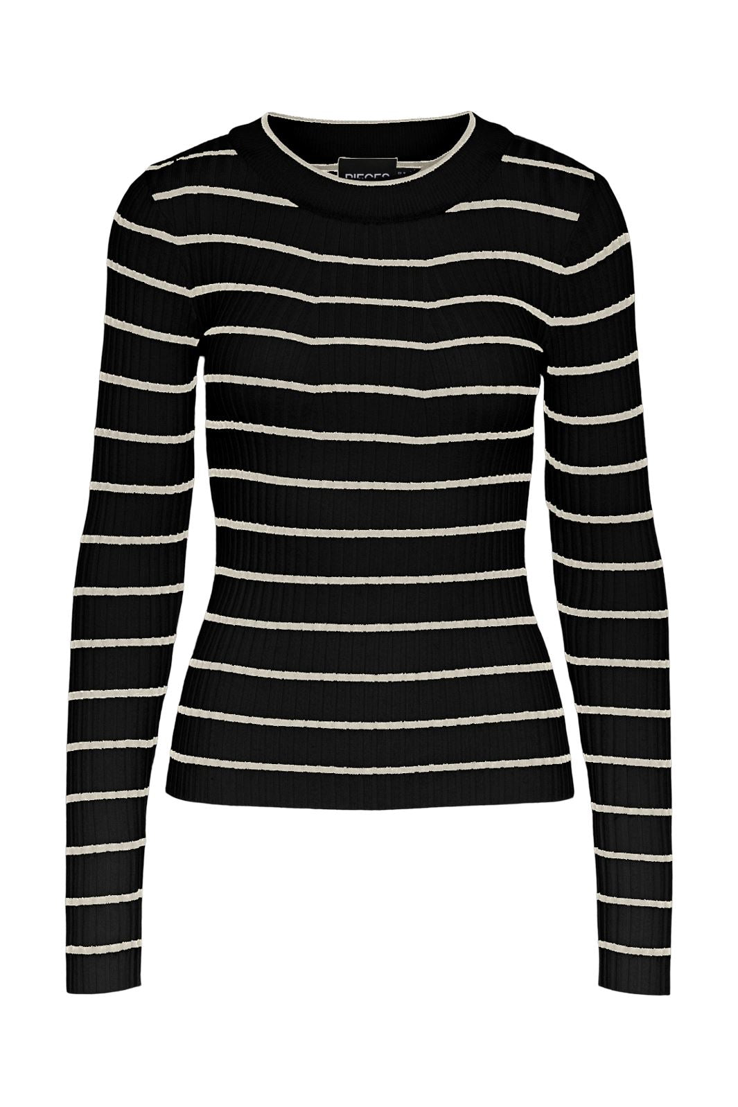 Pieces - Pccrista Ls O-Neck Knit - 4613595 Black Birch Narrow