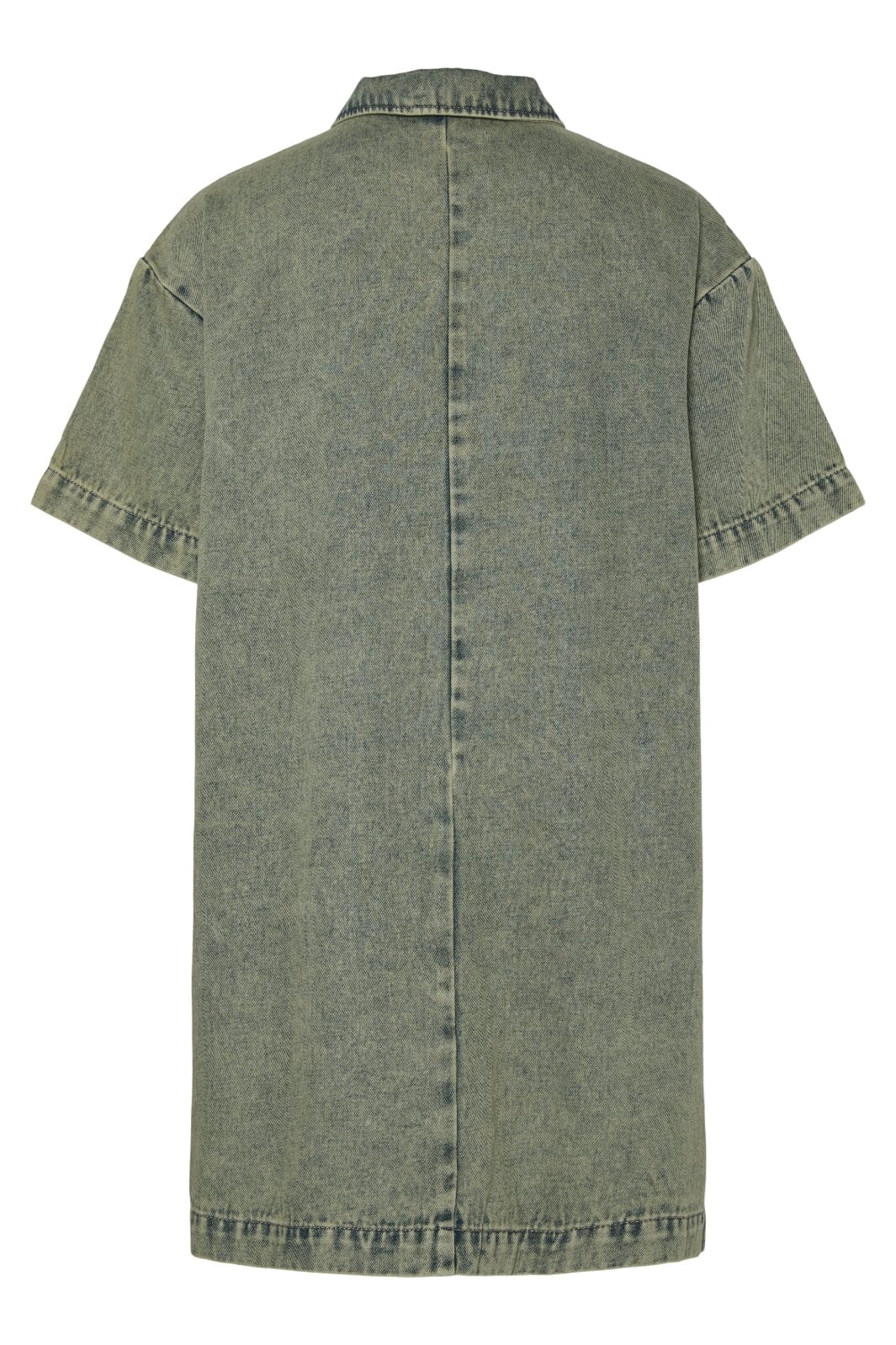 Pieces - Pcdria 3/4 Short Zip Denim Dress - 4823296 Deep Lichen Green Washed