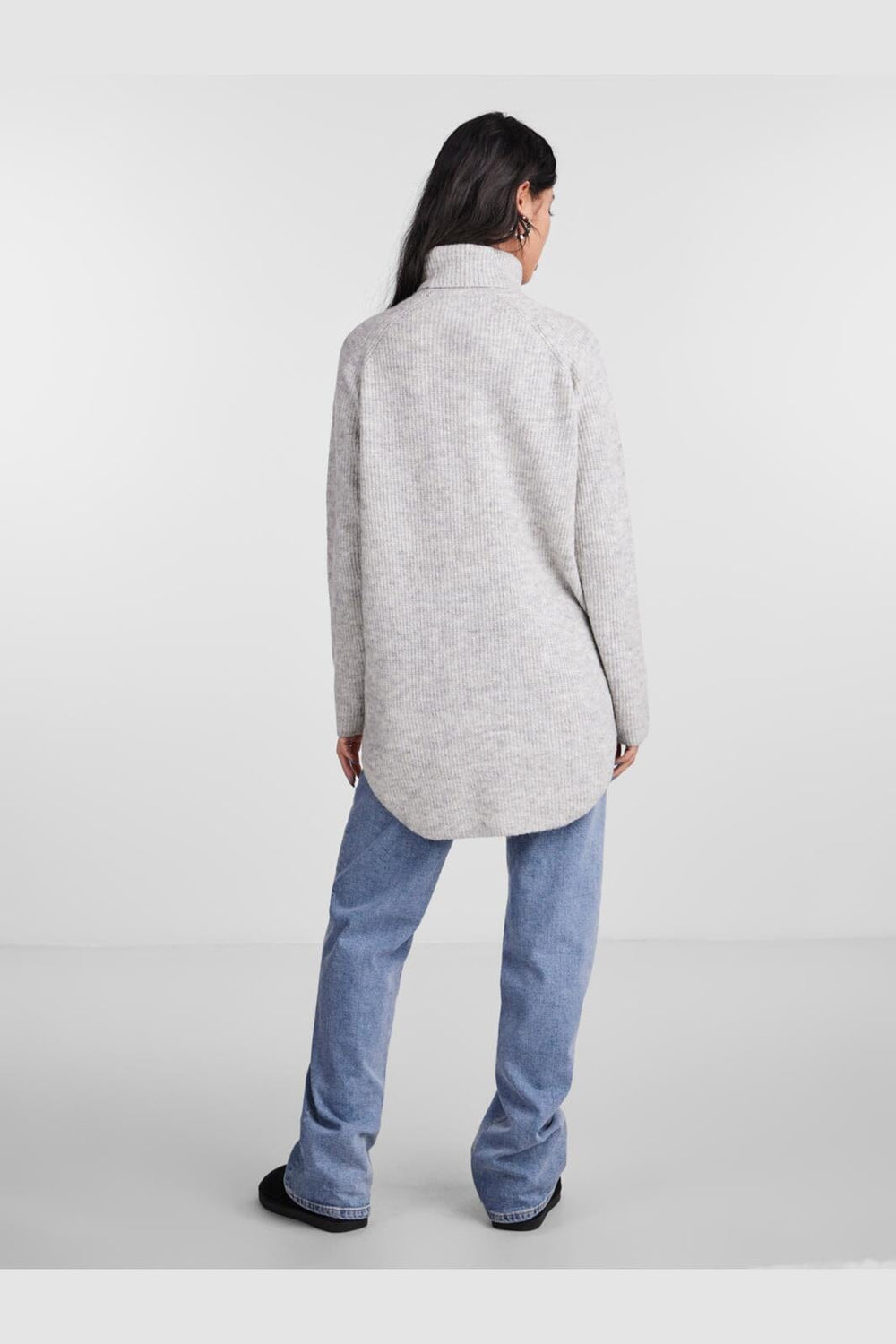 Pieces, Pcellen Ls Long Knit, Light Grey Melange