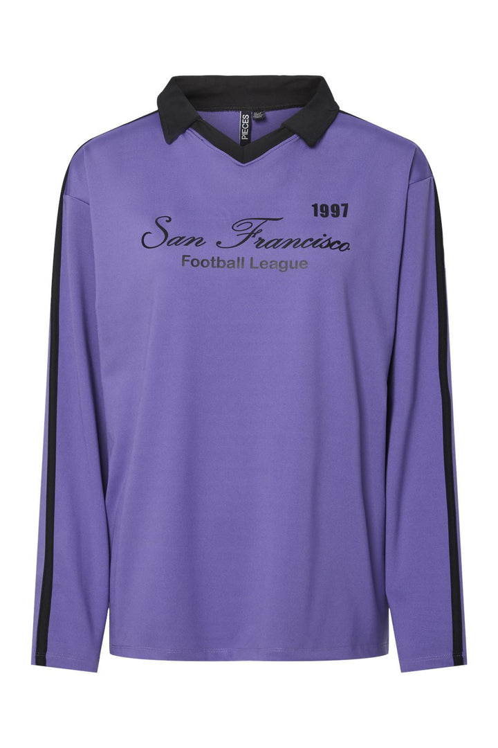 Pieces - Pcfeng Ls Oversize Polo Fsy - 4749147 Ultra Violet San Fransisco