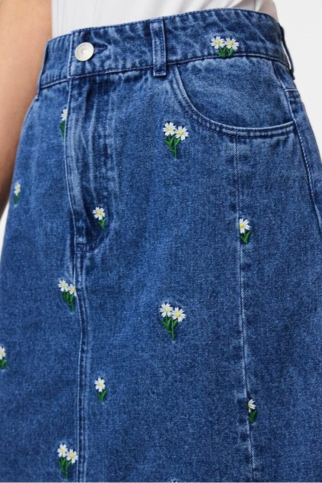 Pieces - Pcfreia Short Denim Skirt Fsy - 4863460 Medium Blue Denim Flowers