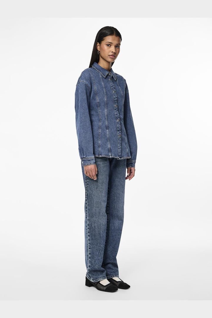 Pieces - Pcginny Ls Denim Shirt Jit - 4621892 Medium Blue Denim