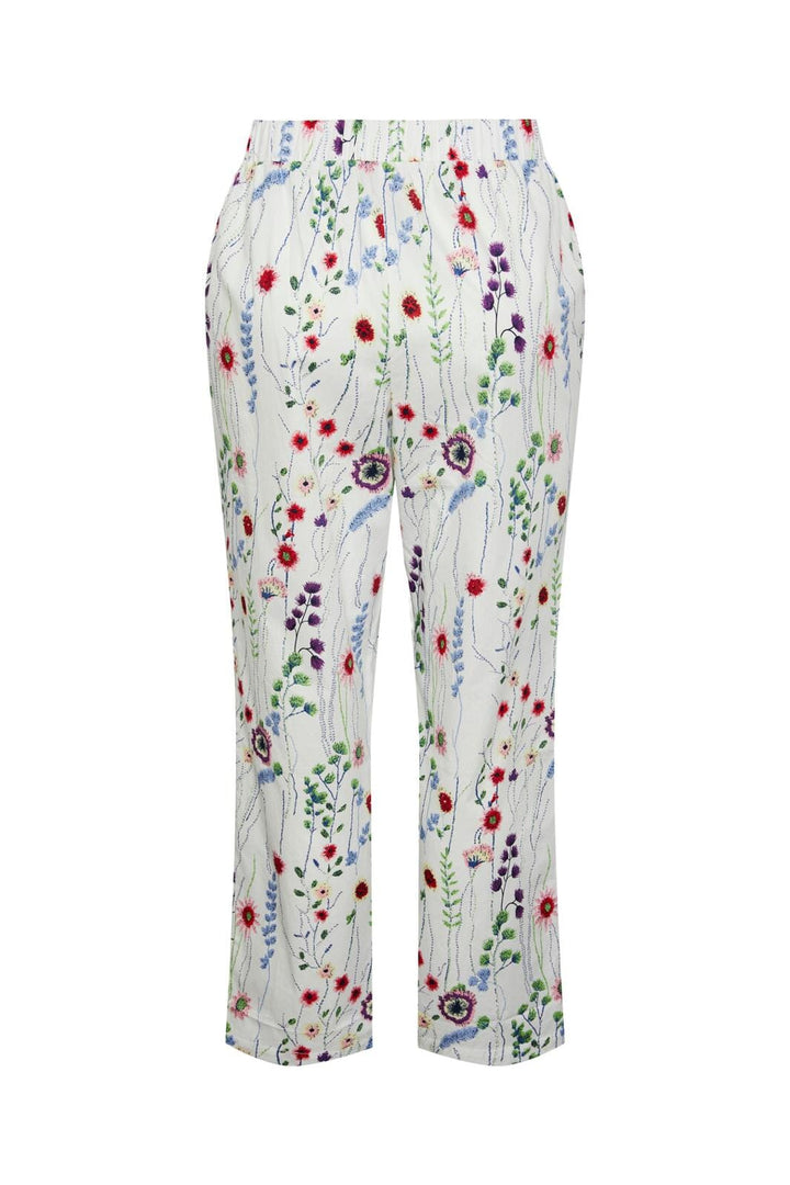 Pieces, Pcjalisa Hw Pants, Bright White FLOWERS