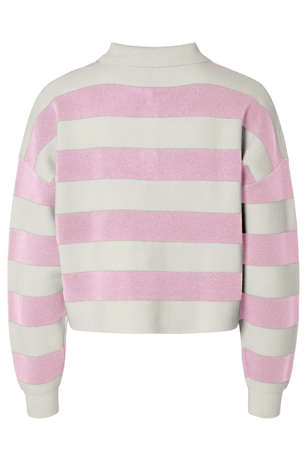 Pieces - Pcjassy Ls Short Polo Knit Fsy - 4844001 Pink-A-Boo Cloud Dancer Bluser 