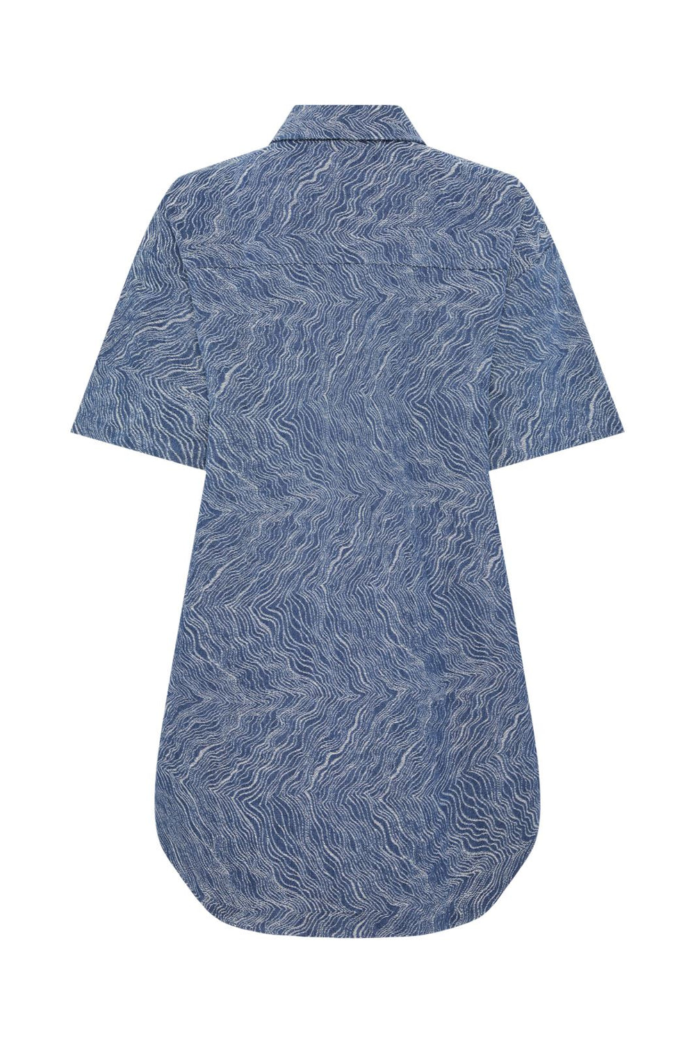 Pieces - Pcjennifer Ss Short Denim Shirt Dres - 4686007 Medium Blue Denim Jaquard