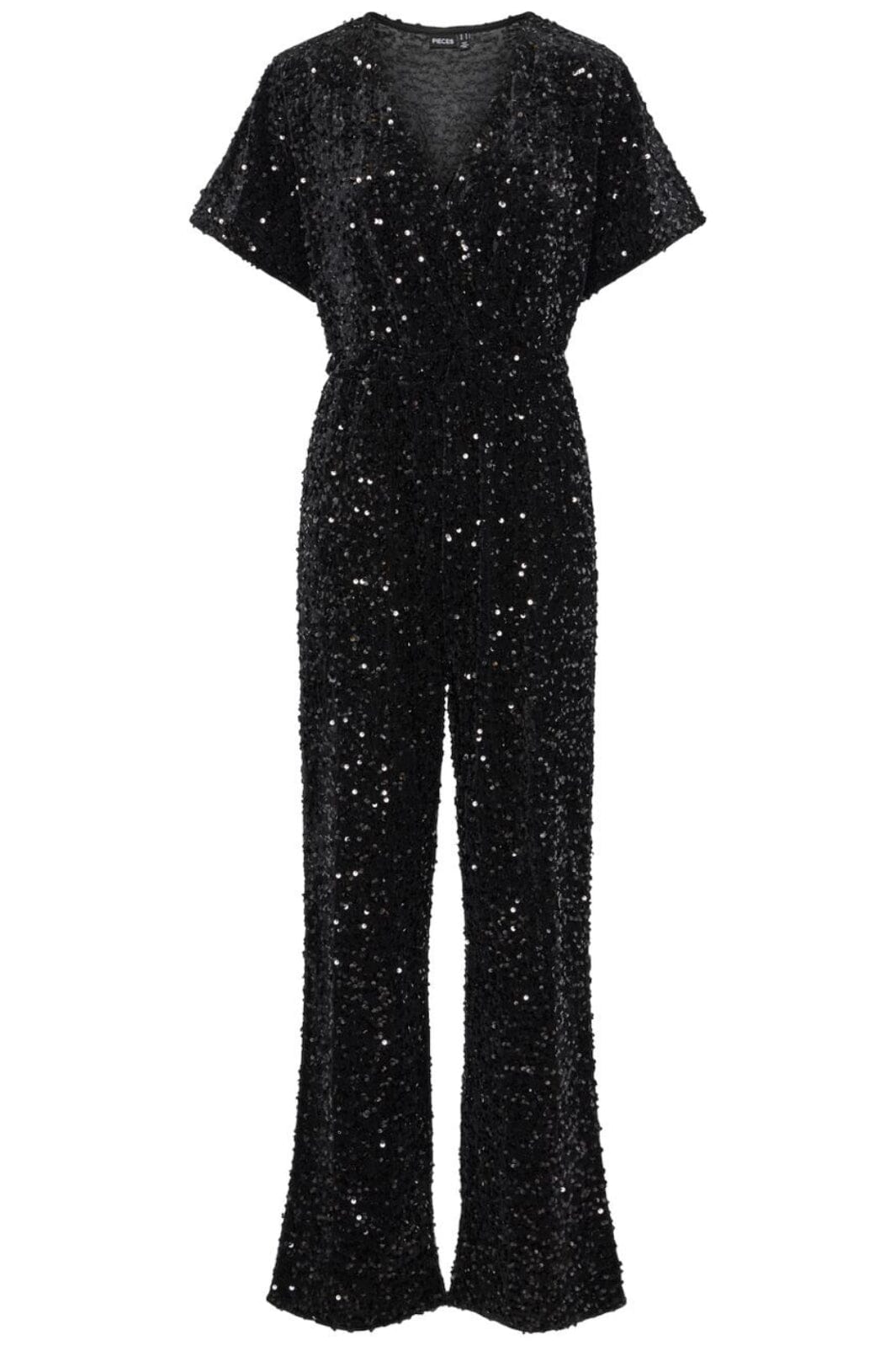 Pieces - Pckam Ss Jumpsuit - 4617682 Black Black Sequins Buksedragter 