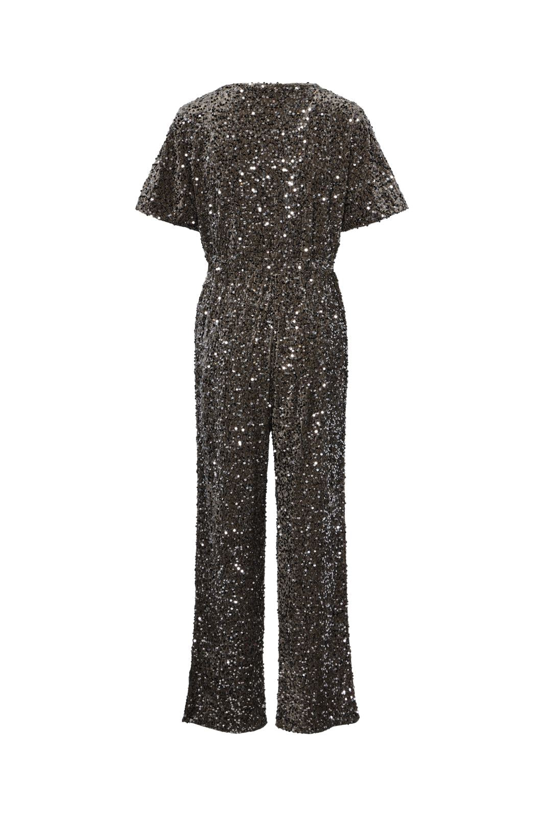 Pieces - Pckam Ss Jumpsuit - 4641546 Morel Silver Sequins