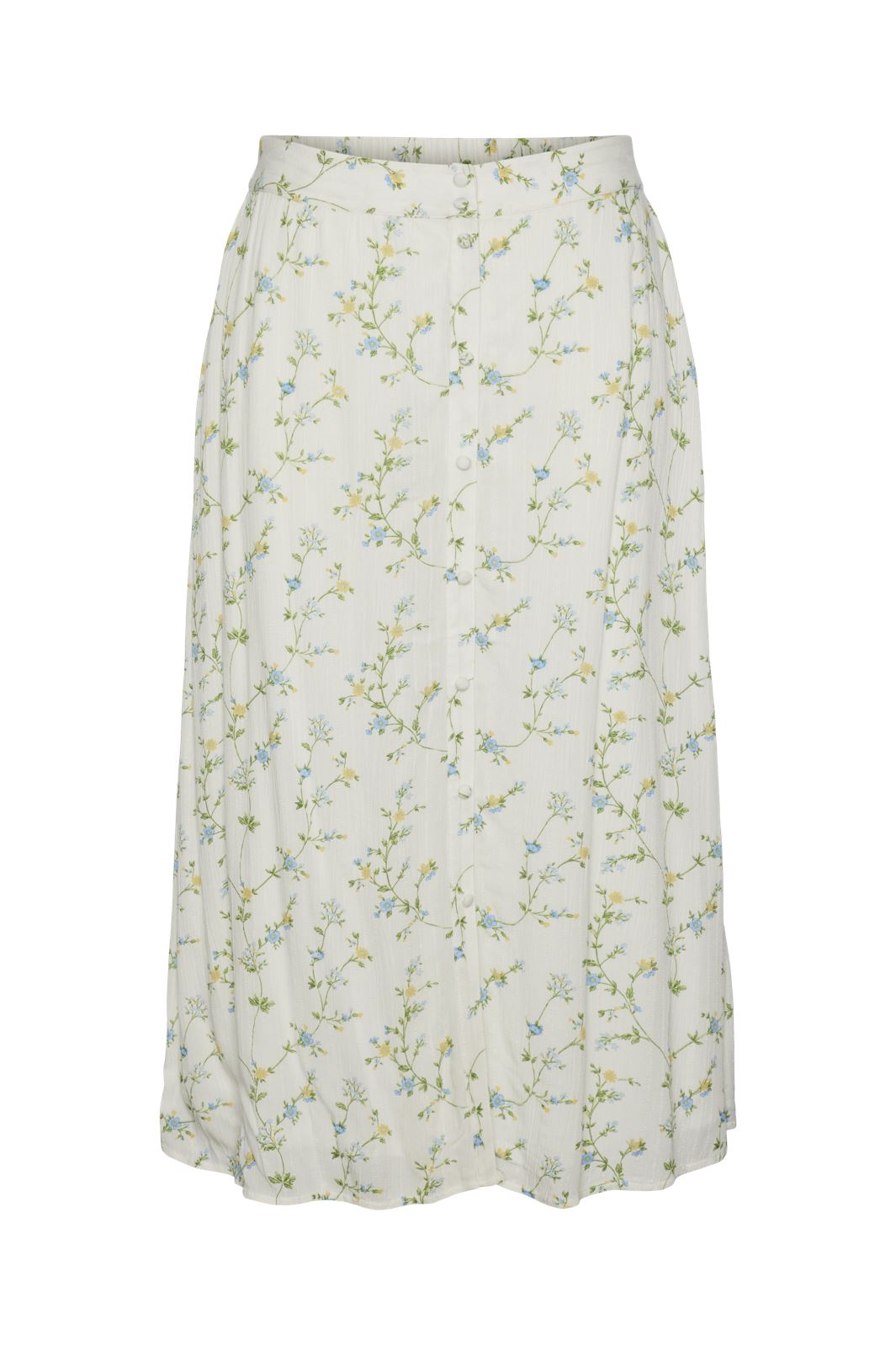 Pieces - Pckary Long Skirt - 4523683 Cloud Dancer Flower Field