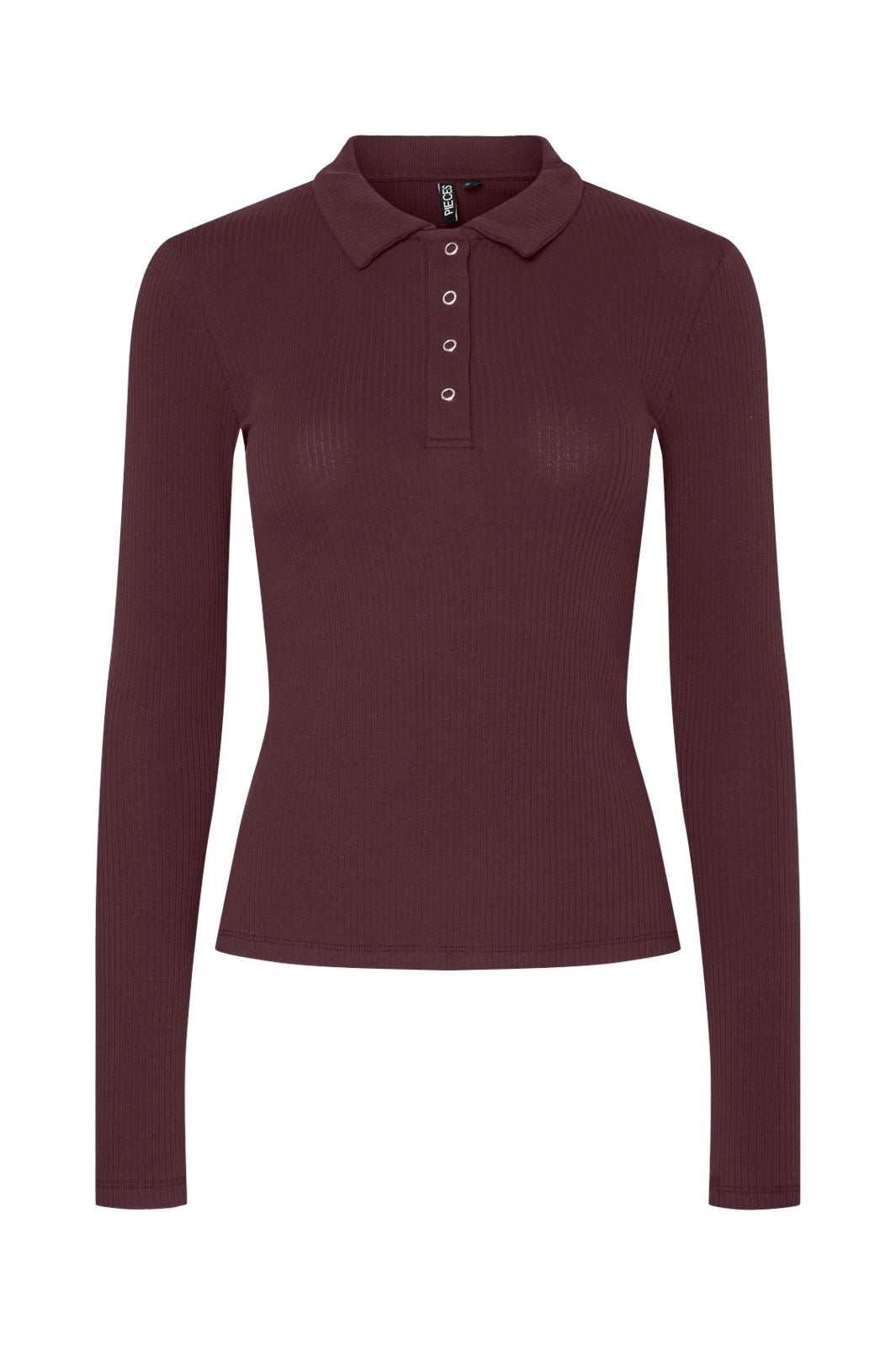 Pieces - Pckitte Ls Polo Top Kca - 4823182 Tawny Port