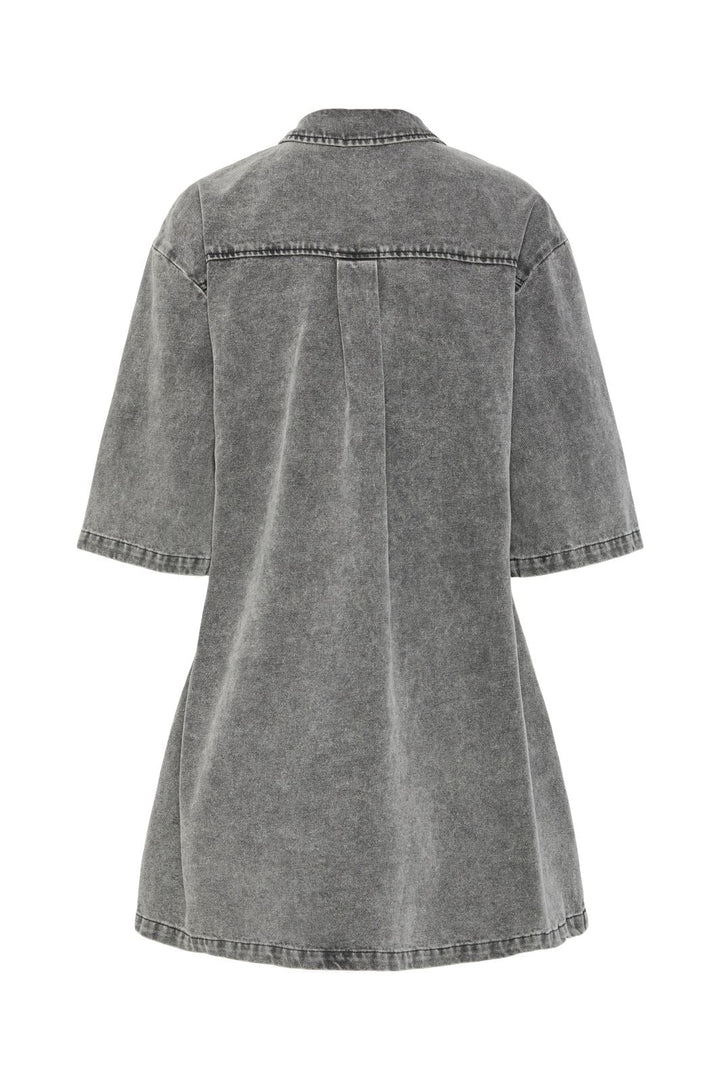 Pieces - Pclaila 3/4 Short Zip Denim Dress - 4684024 Medium Grey Denim