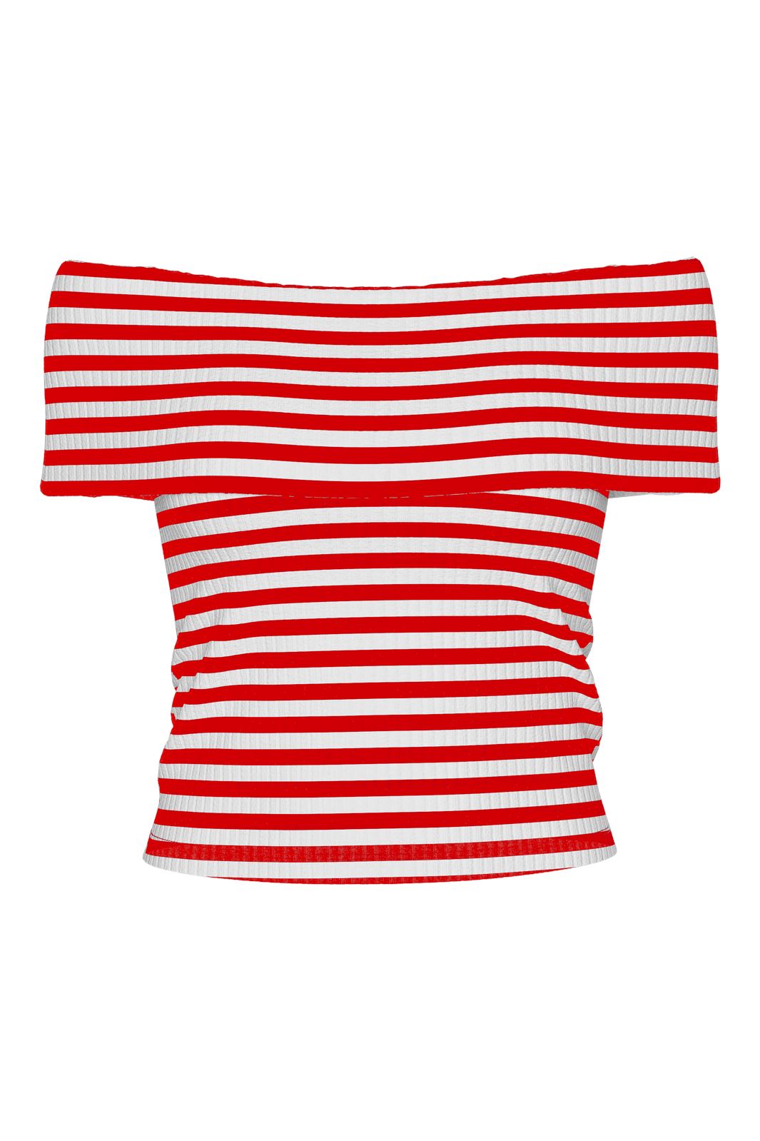 Pieces - Pclaya Ss Off Shoulder Top - 4707949 High Risk Red White Stripes