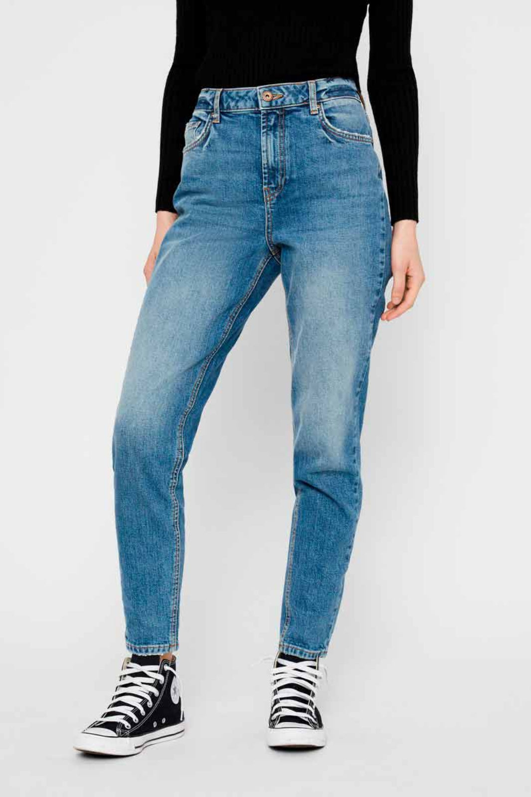 Pieces - PcLeah Mom HW Ankel - Medium Blue Denim Jeans 