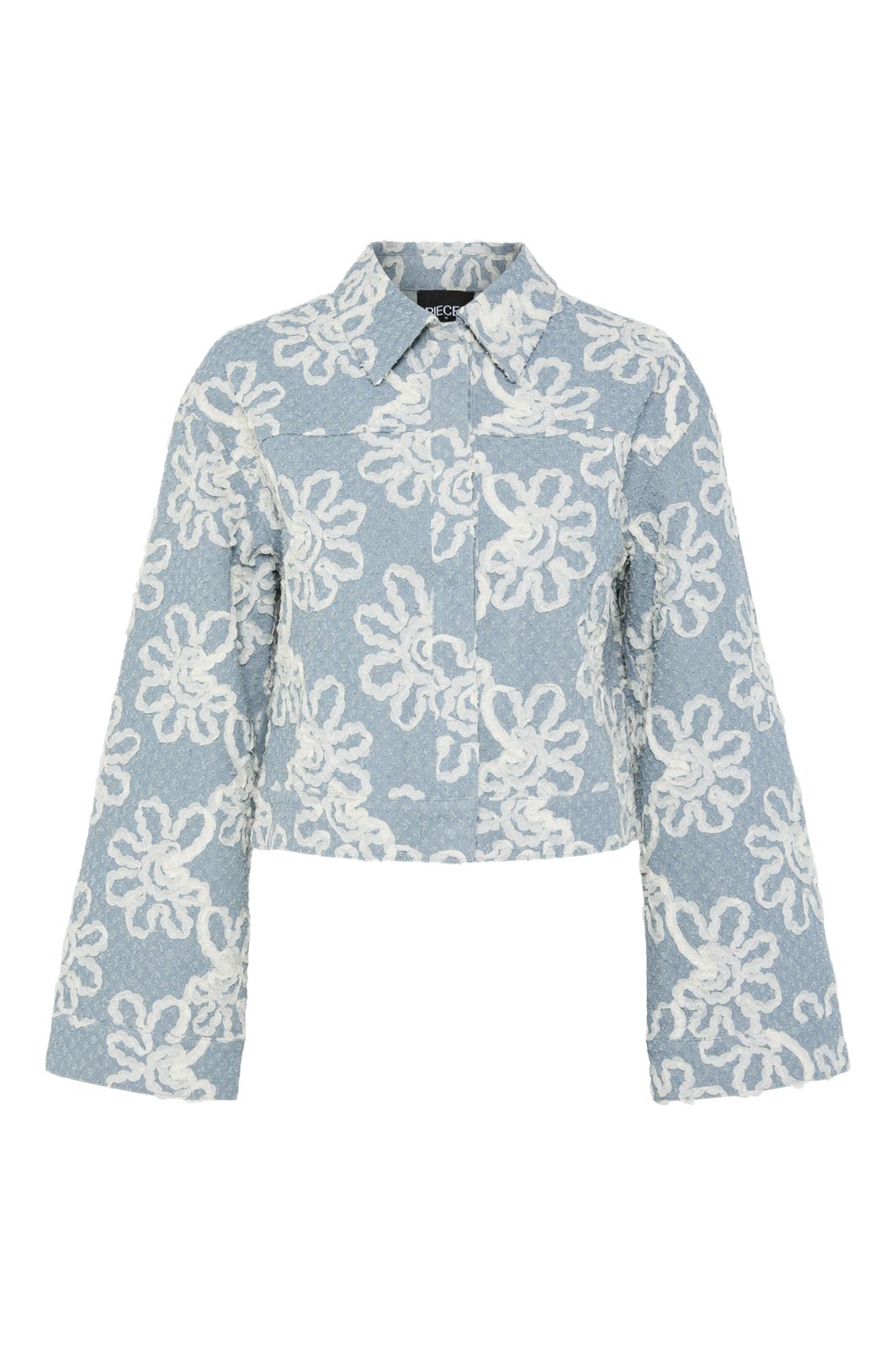 Pieces - Pclibbey Ls Denim Shirt Jacket - 4684654 Medium Blue Denim Flower