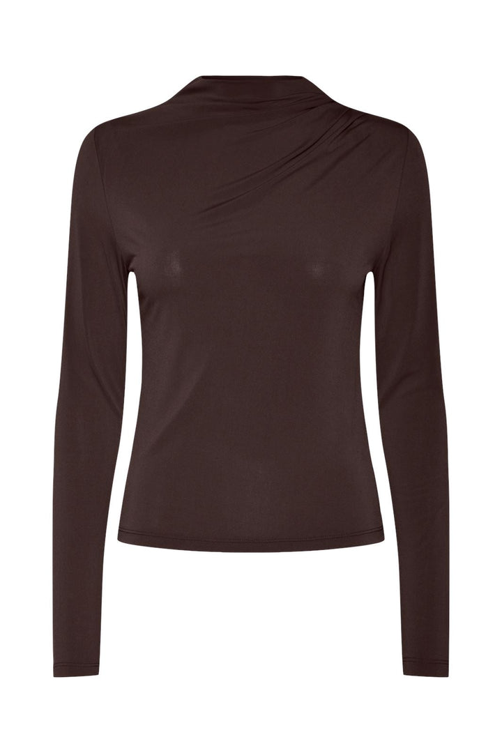 Pieces - Pcmadison Ls Draped Top - 4819496 Chicory Coffee