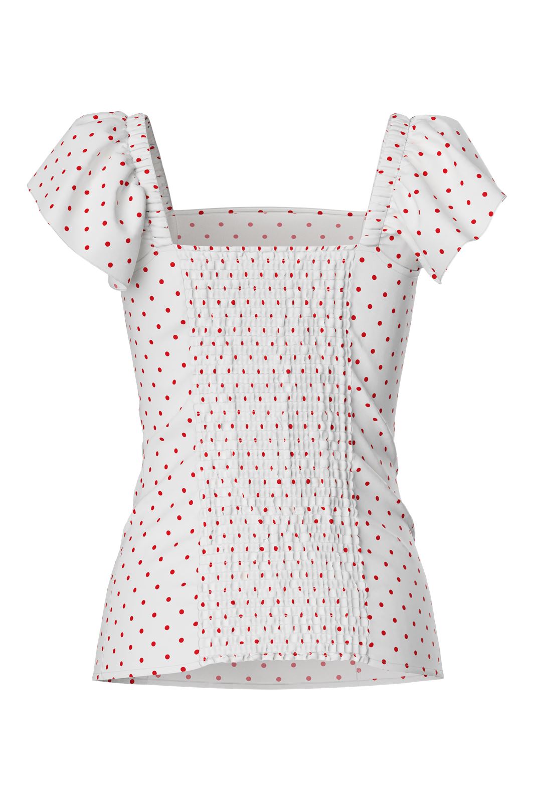 Pieces - Pcmalou Sl Midi Frill Top - 4726118 Bright White High Risk Red Dots