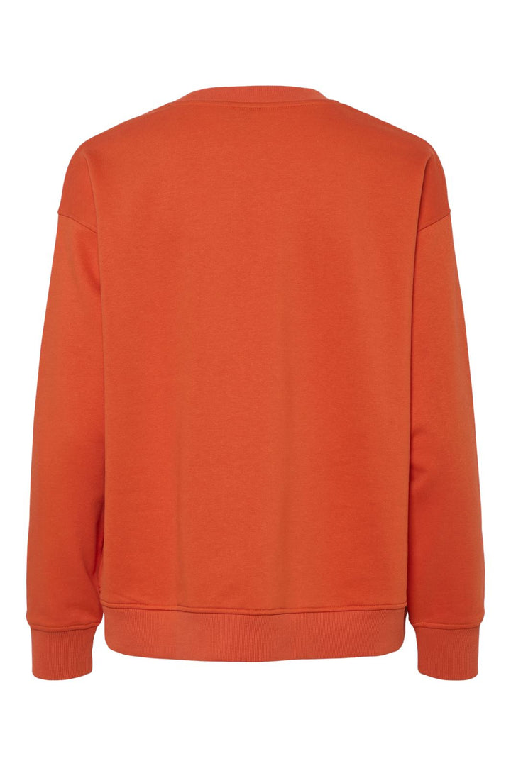 Pieces - Pcmaude Ls Sweat Pwp Mm - 4723772 Tangerine Tango Vista Blue