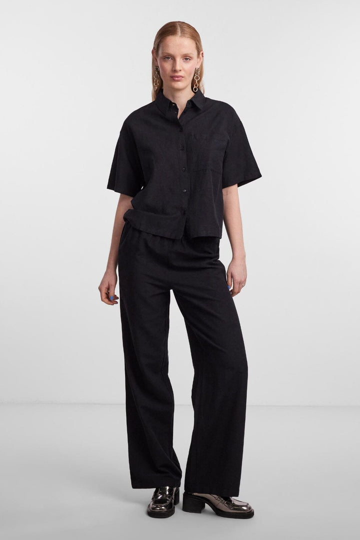 Pieces - Pcmilano Wide Pant Dmo - Black Bukser 