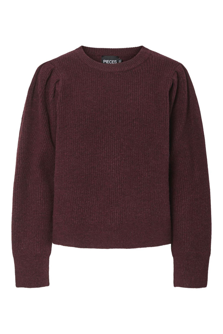 Pieces - Pcolivia Ls O-Neck Knit Fsy - 4748679 Tawny Port