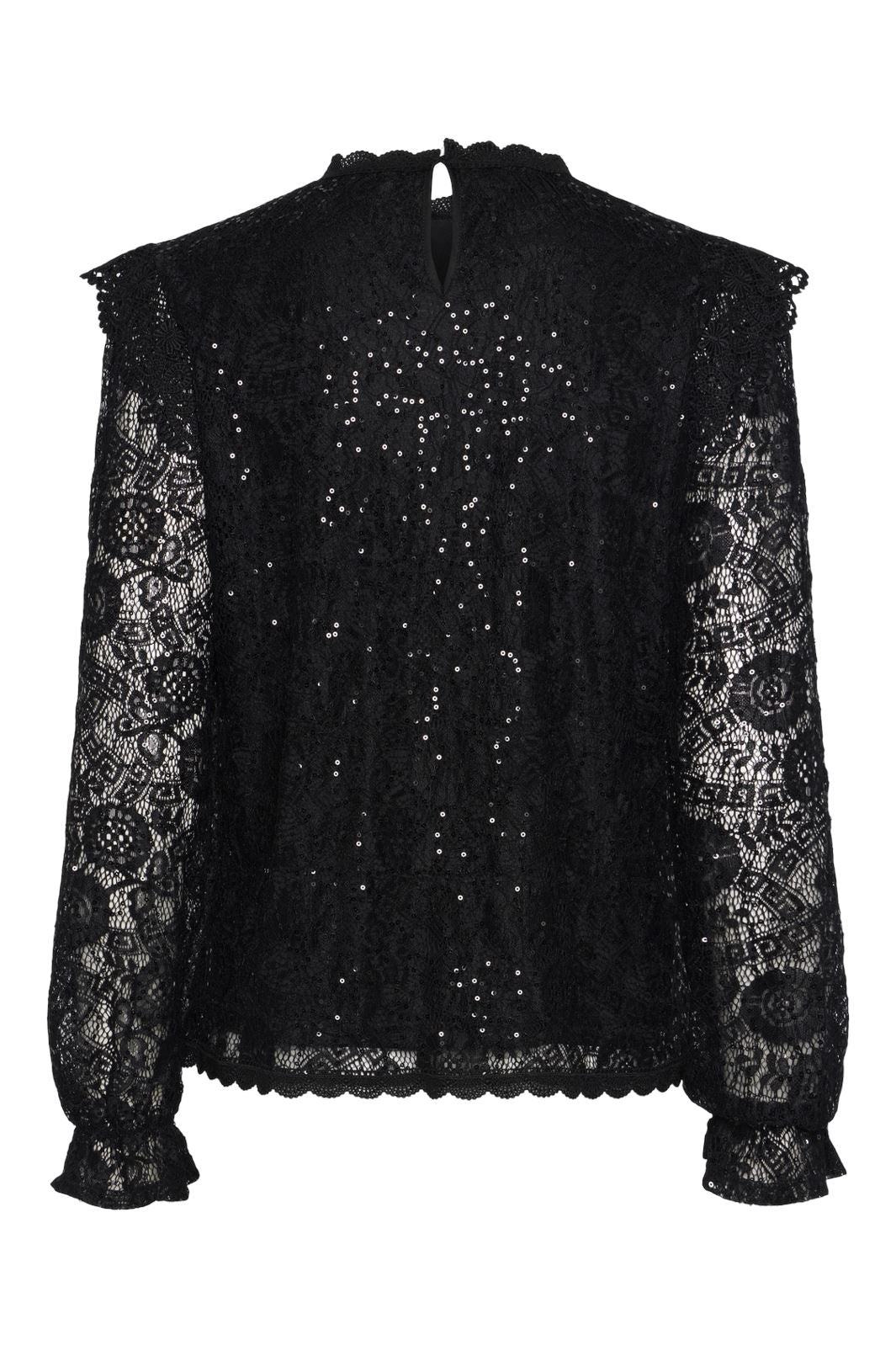 Pieces - Pcolline Ls Lace Sequins Top - 4567444 Black