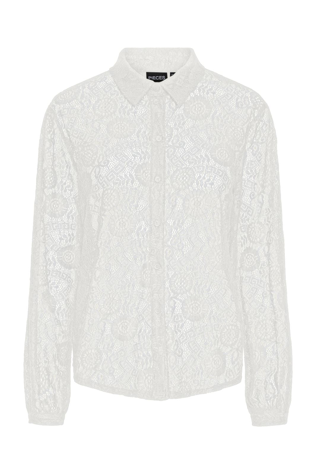 Pieces - Pcolline Ls Lace Shirt - 4634038 Cloud Dancer