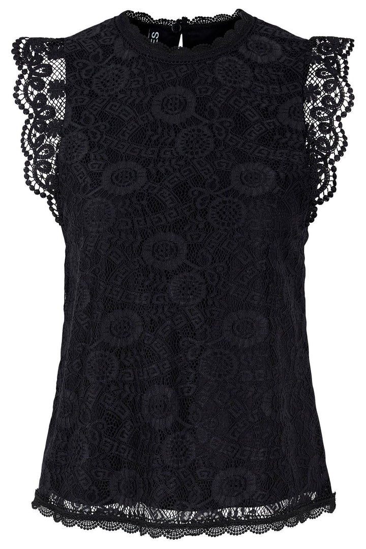 Pieces - PcOlline Sl Lace Top Noos - Black Toppe 