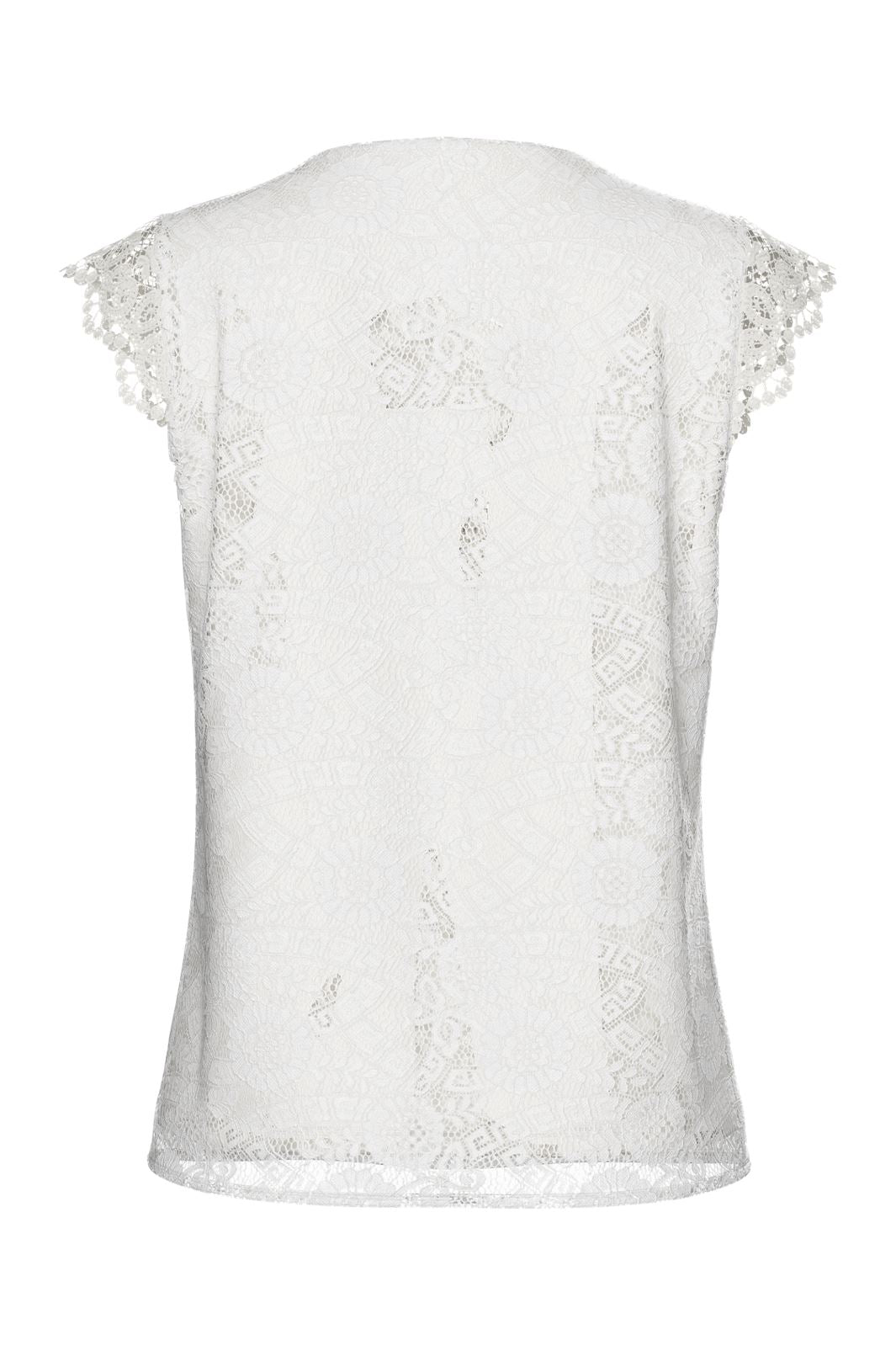 Pieces - Pcolline Sl Lace V-Neck Top 17154614 - 4642036 - Cloud Dancer