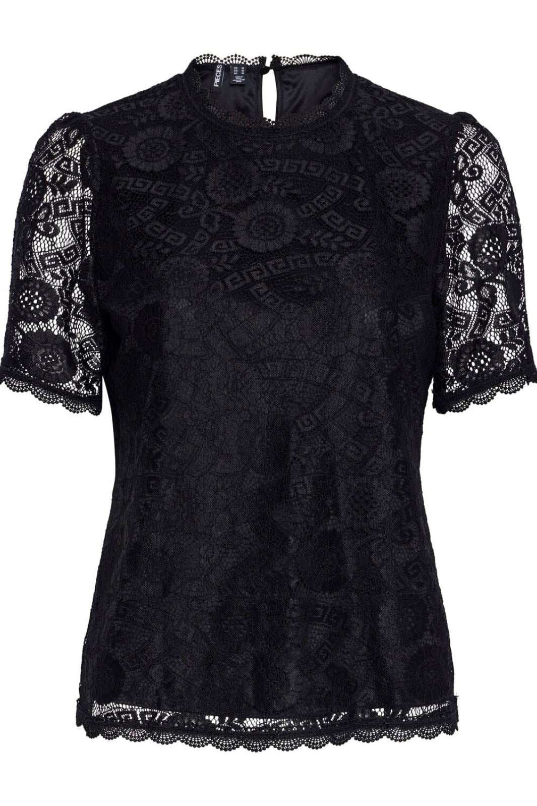 Pieces - Pcolline Ss Lace Top - 4459324 Black T-shirts 