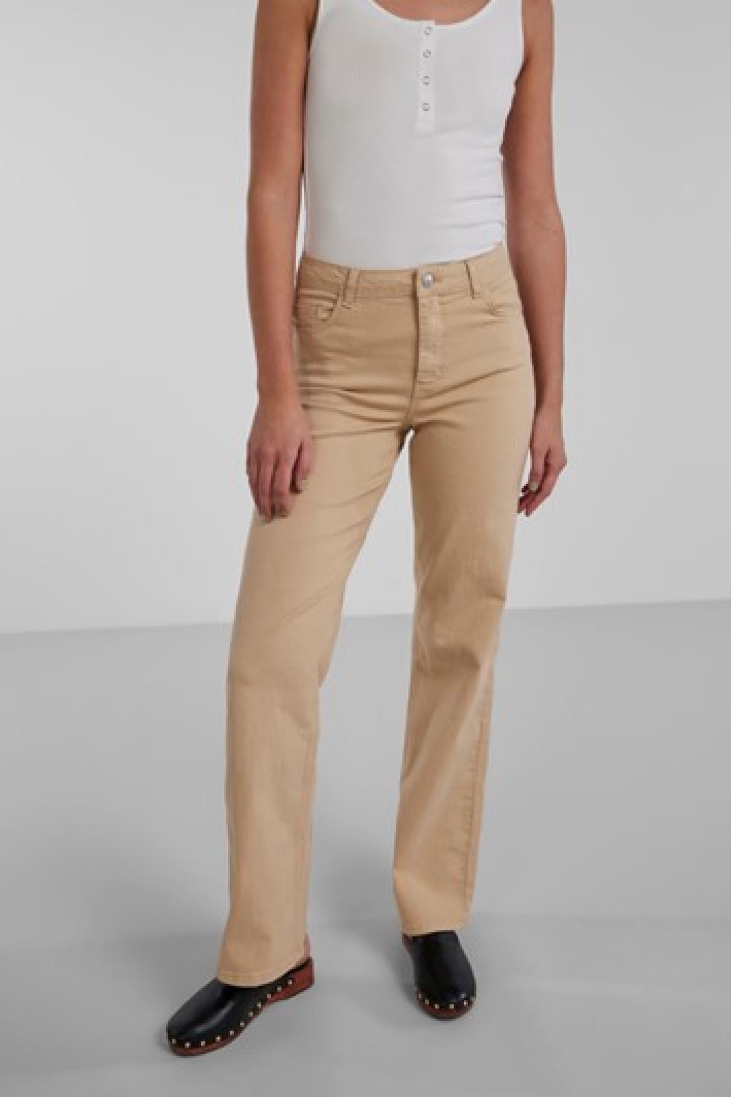 Pieces - Pcpeggy Hw Wide Pant Colour Bc - Irish Cream Bukser 