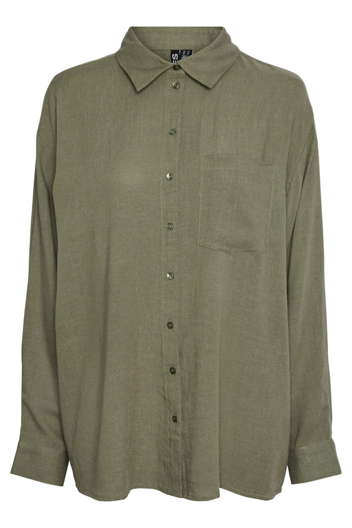 Pieces - Pcpia Ls Loose Shirt - 4476662 Deep Lichen Green