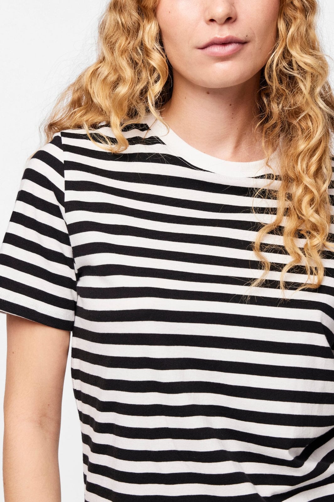 Pieces - Pcria Ss Tee Stripes - 4400578 Black Bright White