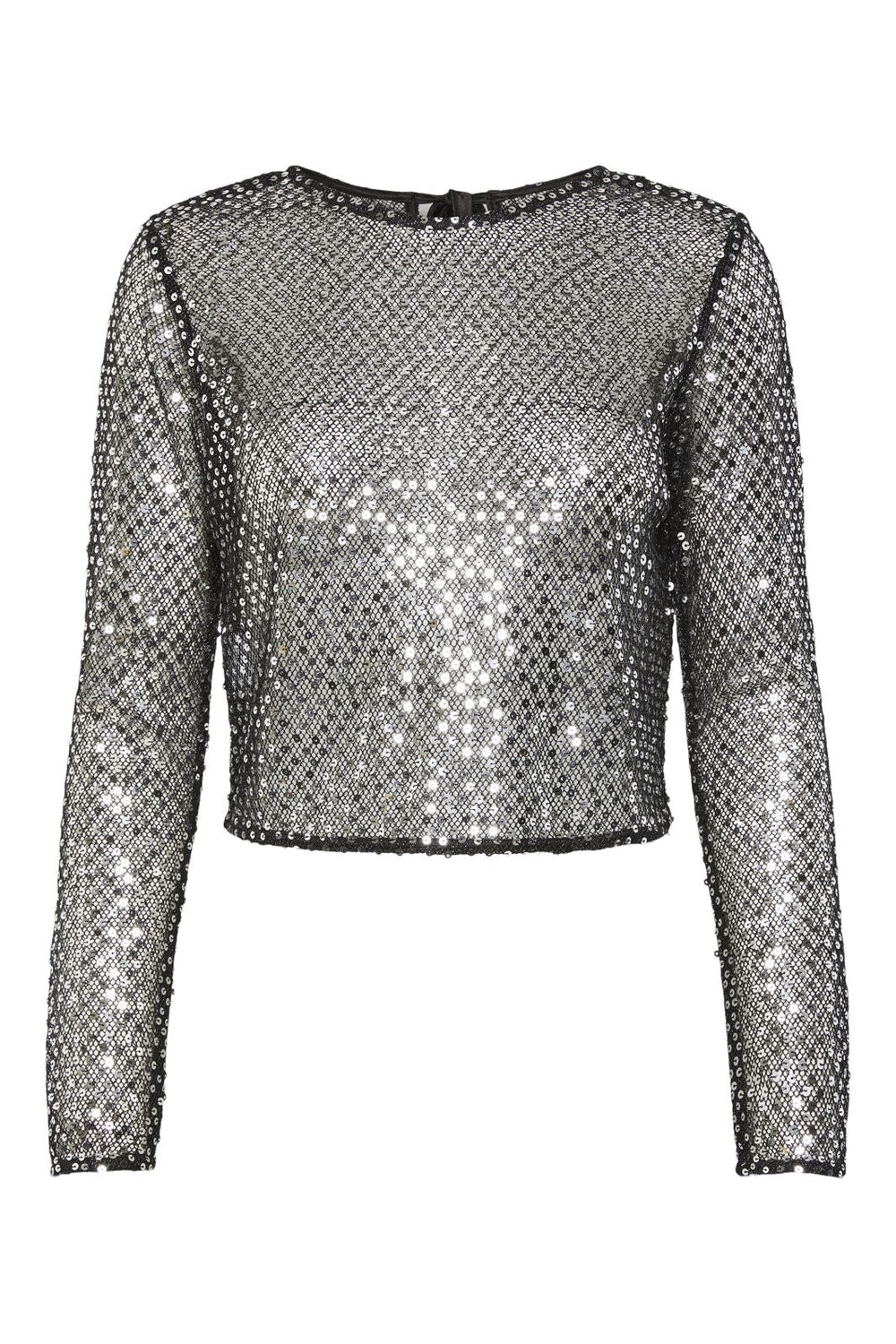 Pieces - Pcrissi Ls Reversible Sequins Cardigan - 4674449 Black Silver Sequins