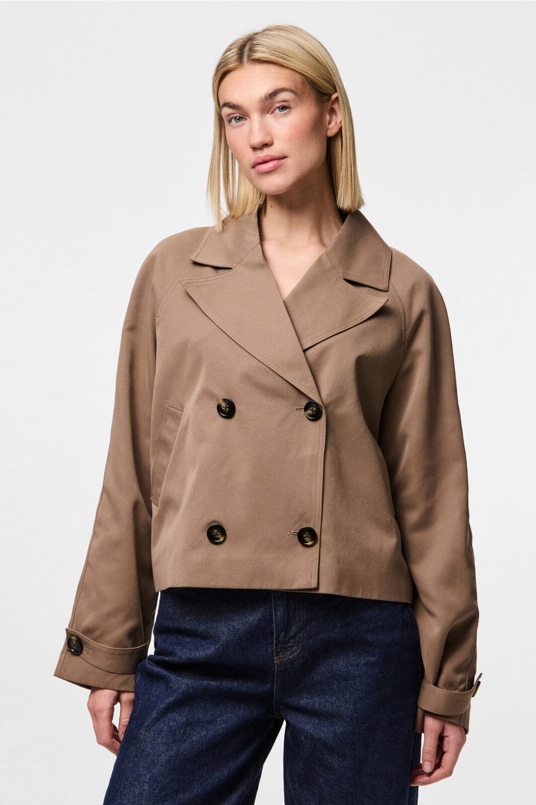 Pieces - Pcscarlett Ls Short Trenchcoat - 4640687 Brown Lentil