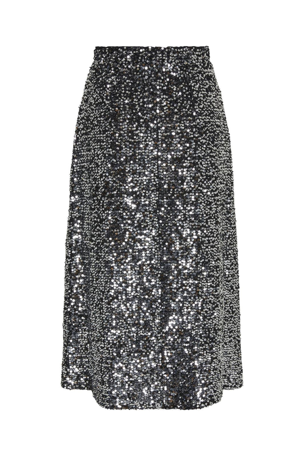 Pieces - Pcserena Sequin Midi Skirt Mm - 4537178 Black Silver Sequince