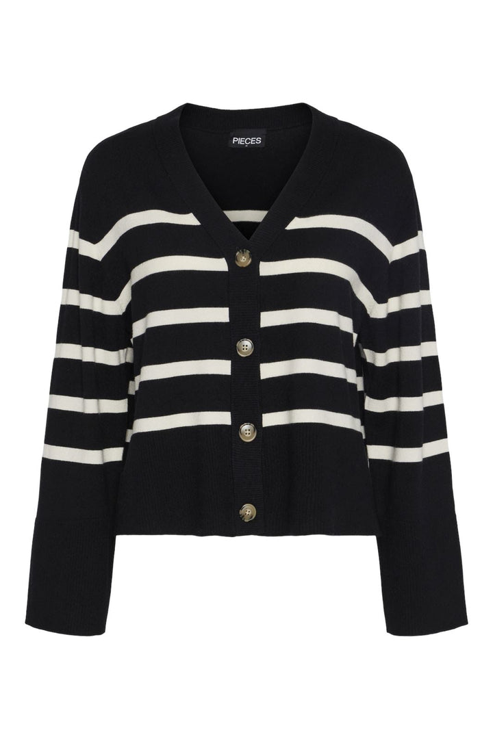 Pieces - Pcsia Ls Knit Cardigan - 4542826 Black White