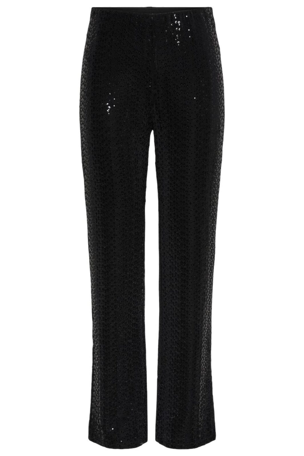 Pieces - Pcsiddy Straight Pants - 4606569 Black Black Sequins Bukser 