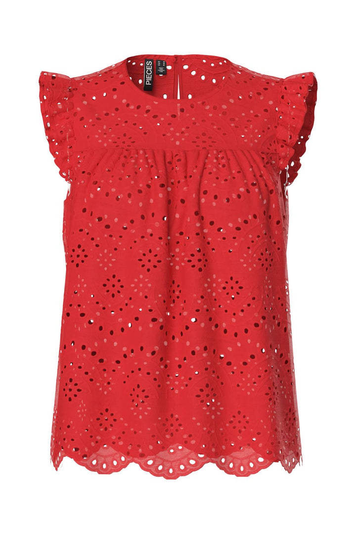 Pieces - Pcvilde Sl Top - 4707646 Poppy Red