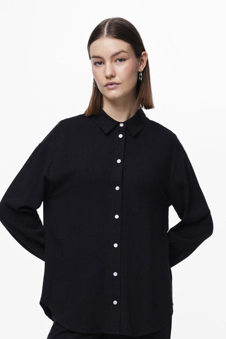 Pieces - Pcvinsty Ls Shirt - 4396246 Black Skjorter 