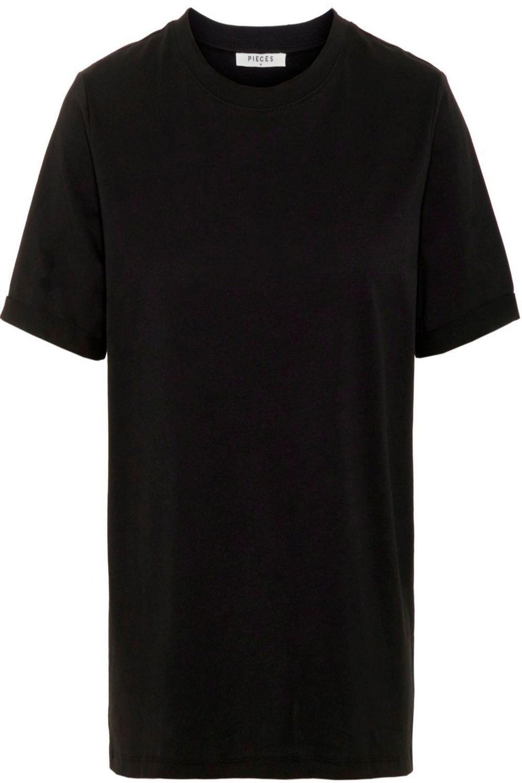 PIECES - Ria SS Fold Up Tee - Black T-shirts 