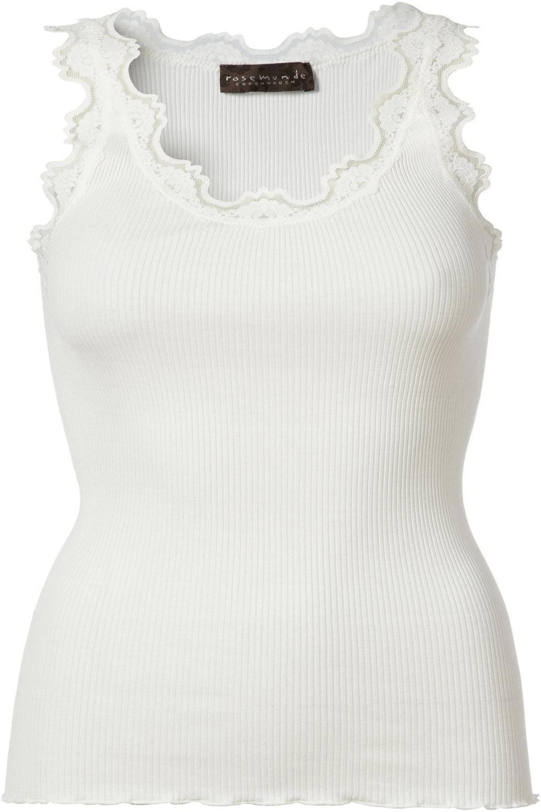 Rosemunde - Silk Top Regular w/ Vintage Lace - New White Toppe 