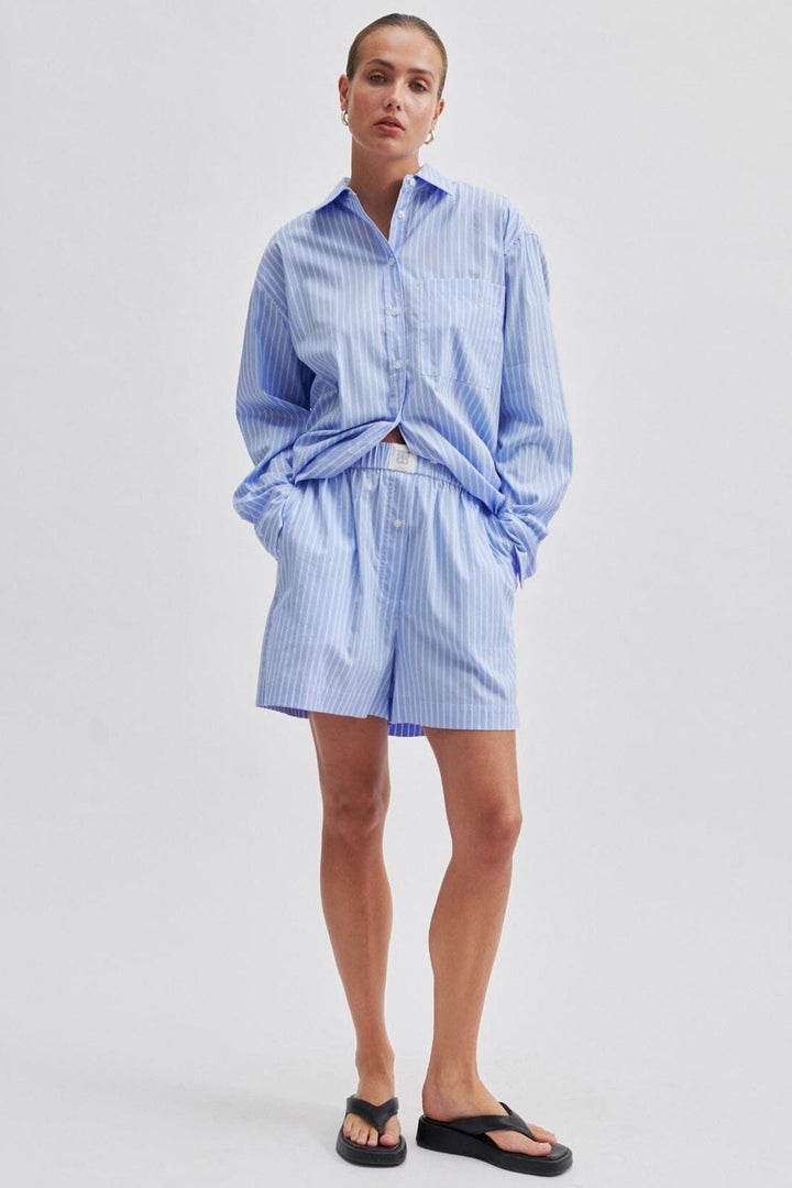 Second Female - Amale Shorts - 5039 Light Blue Stripe Shorts 