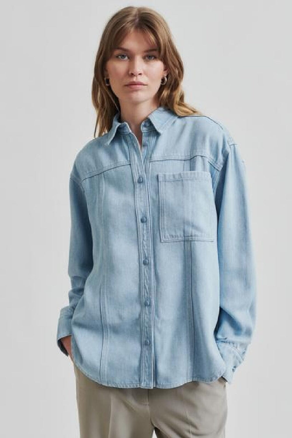 Second Female - Irvin Denim Shirt 59285 - Light blue denim