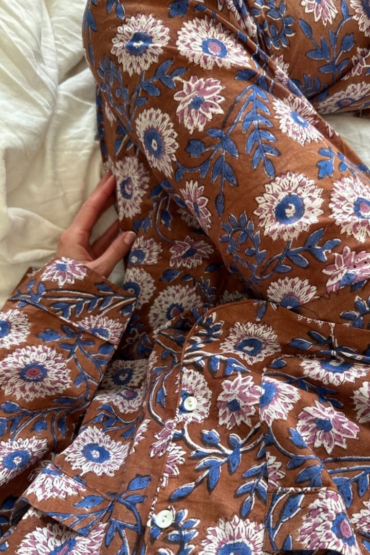 Sissel Edelbo - Nuit Pyjamas Set SE 1369 - Brown Floral Nattøj 