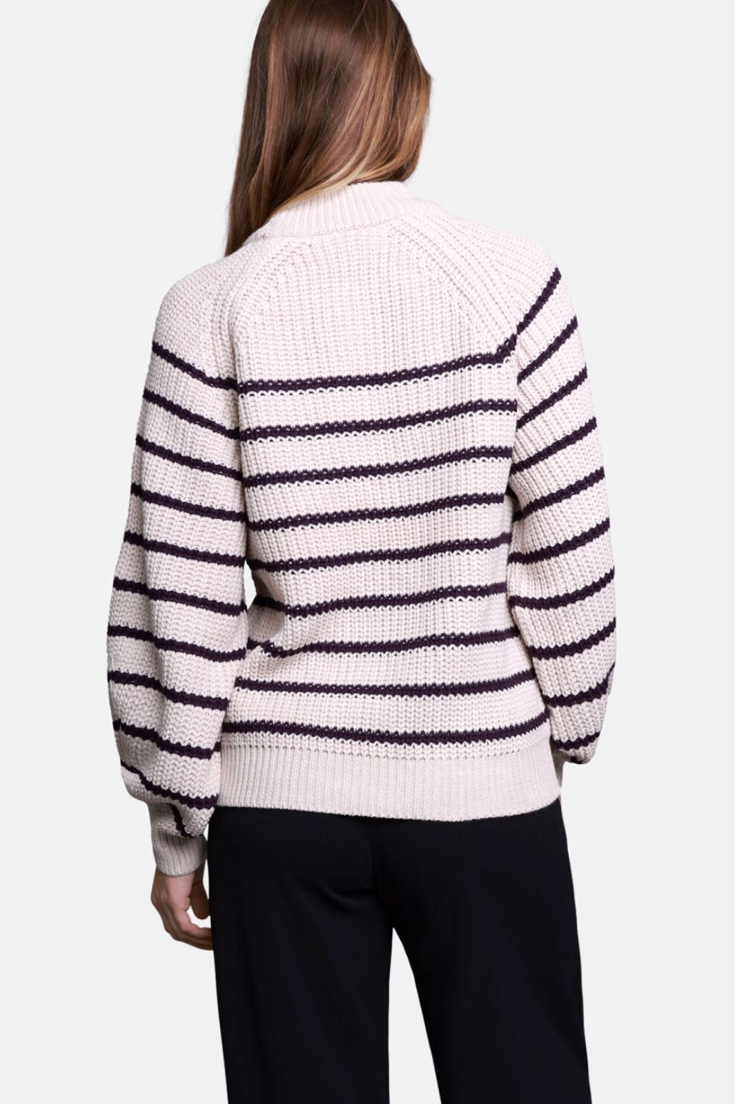 Sisters Point - Miba-Pu Sweater - Bamboo/Purple Strikbluser 