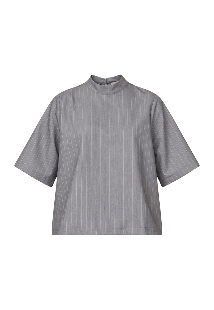 Sisters Point - Verina-Ss - 053 Grey Pinstripe Bluser 