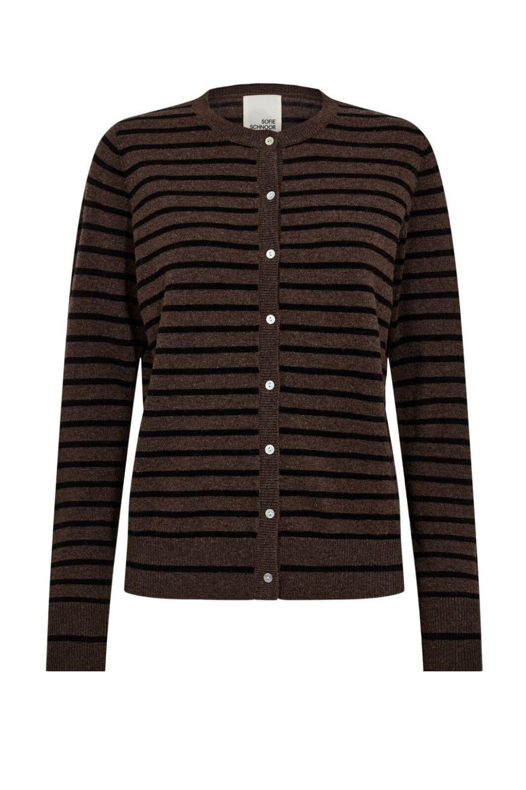 Sofie Schnoor - Cardigan - 7141 Dark Brown Black Striped Cardigans 