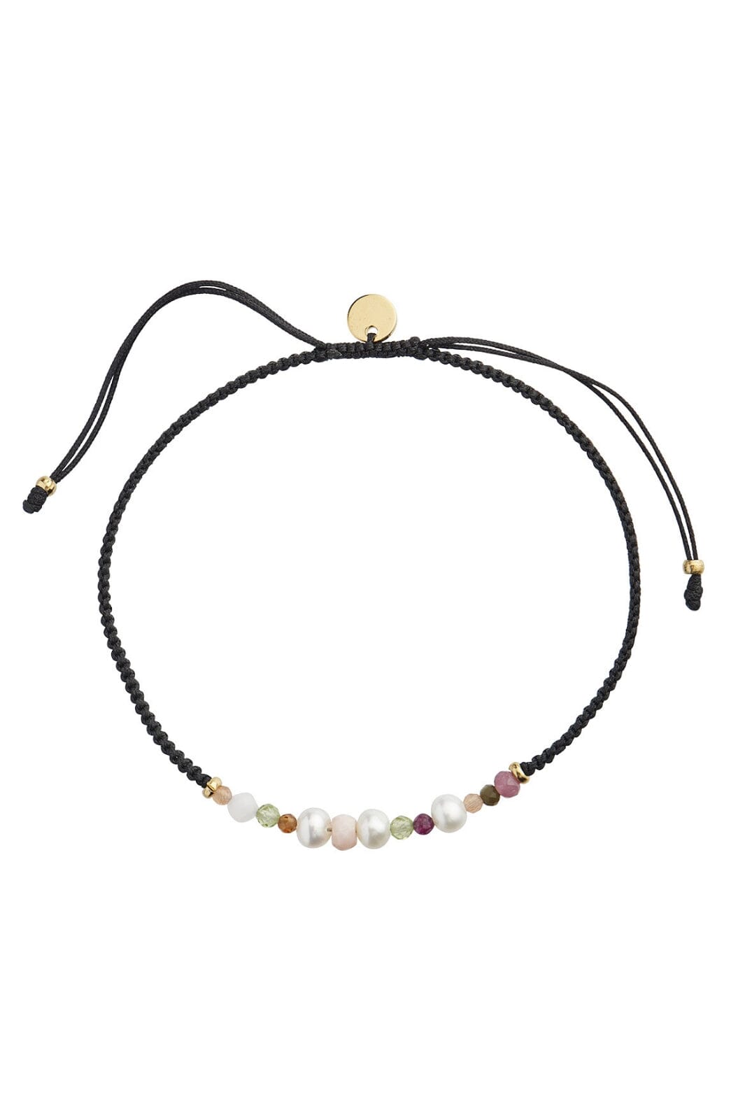 Stine A - Candy Bracelet - White Forest Mix & Black Ribbon - 3195-02-Os Armbånd 