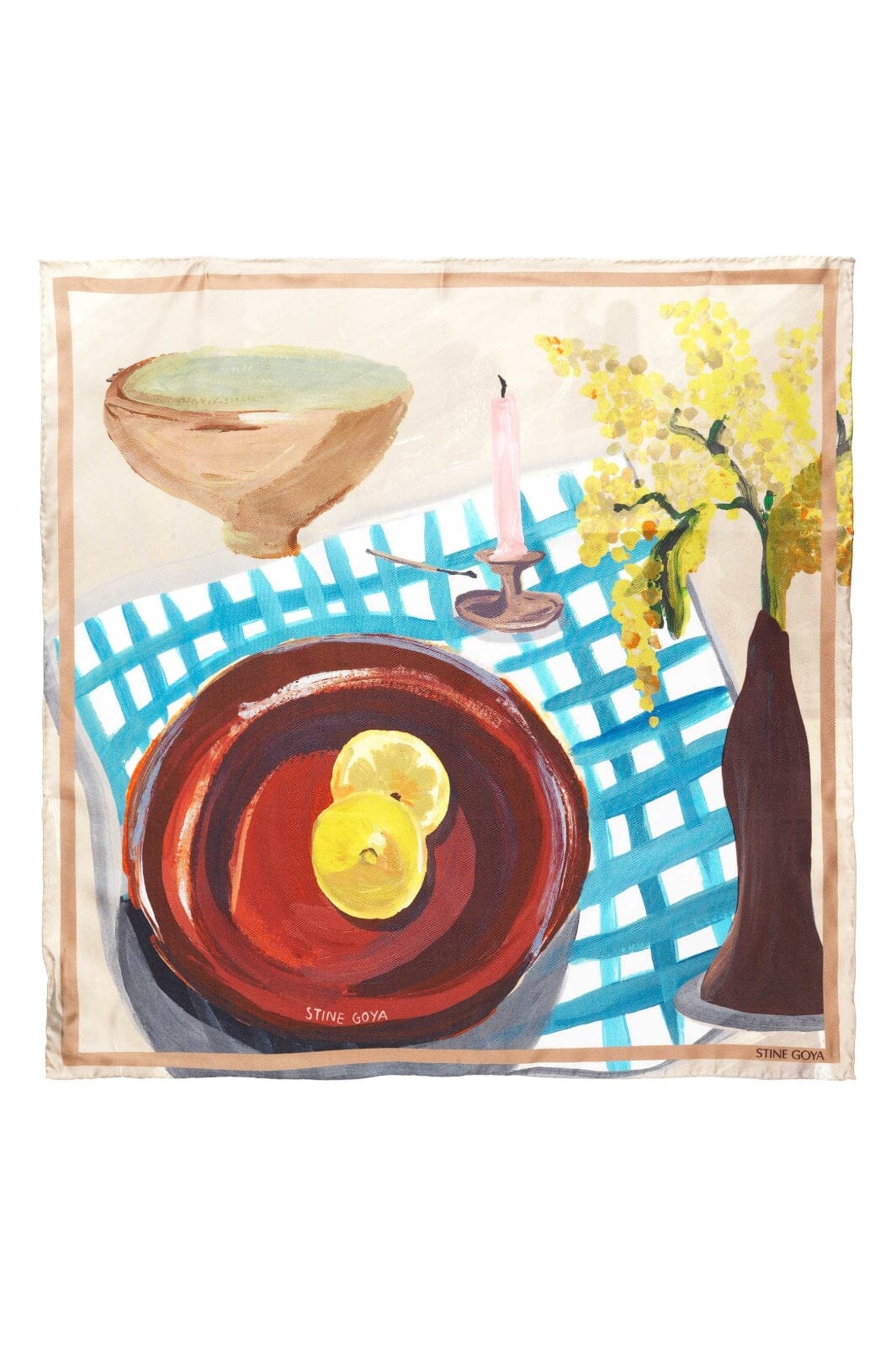 Stine Goya - 2287 Silk Scarves, Small Scarf sg-ss25-a010-2287 - Lemons On A Plate