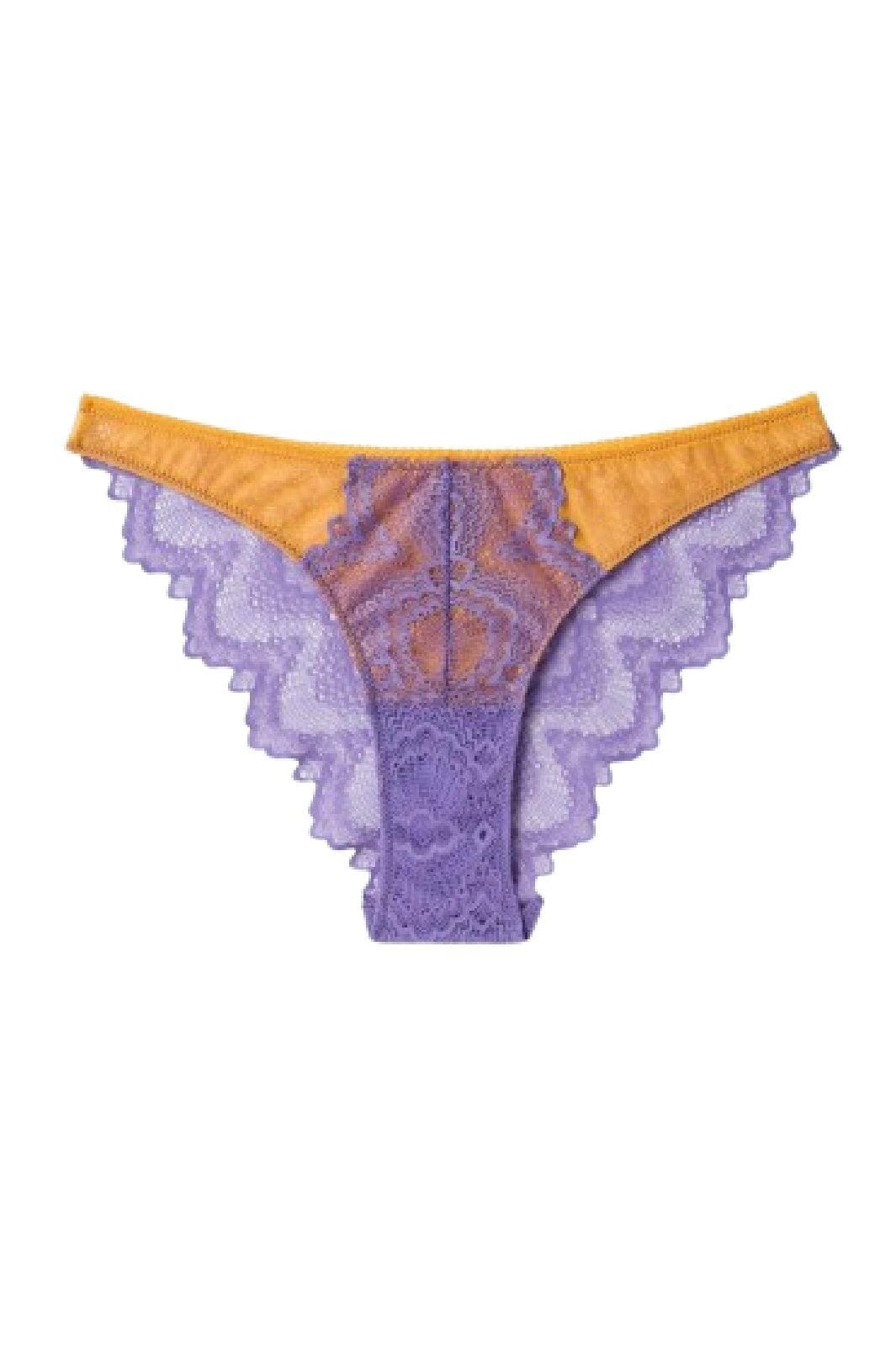 Understatement Underwear - Lace Mesh Bikini Briefs - Electric Lilac/Apricot Trusser 